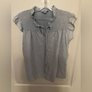 For The Republic Gray Smocked Blouse